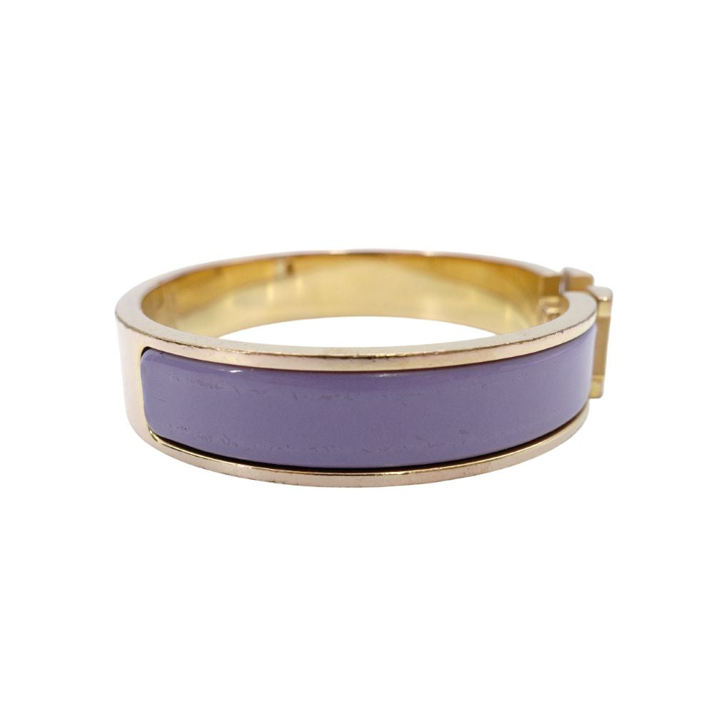 Hermès Click H Bangle Click Clack Purple × Gold Bracelet H Logo 7-12-638