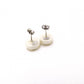 CHANEL Earrings, Metal, Silver, Off-White