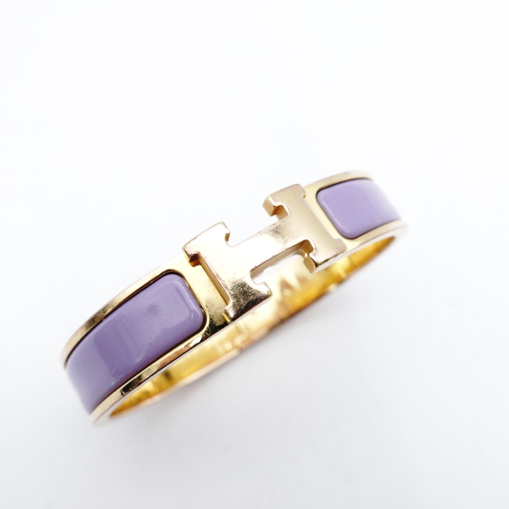 Hermès Click H Bangle Click Clack Purple × Gold Bracelet H Logo 7-12-638