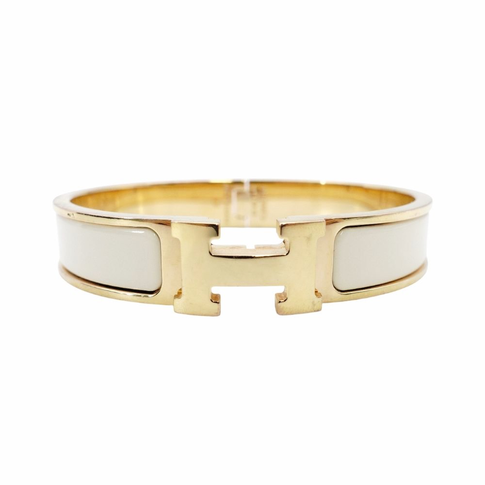 Hermès Click H Bangle Click Clack Off-White × Gold Bracelet H Logo 7-12-637