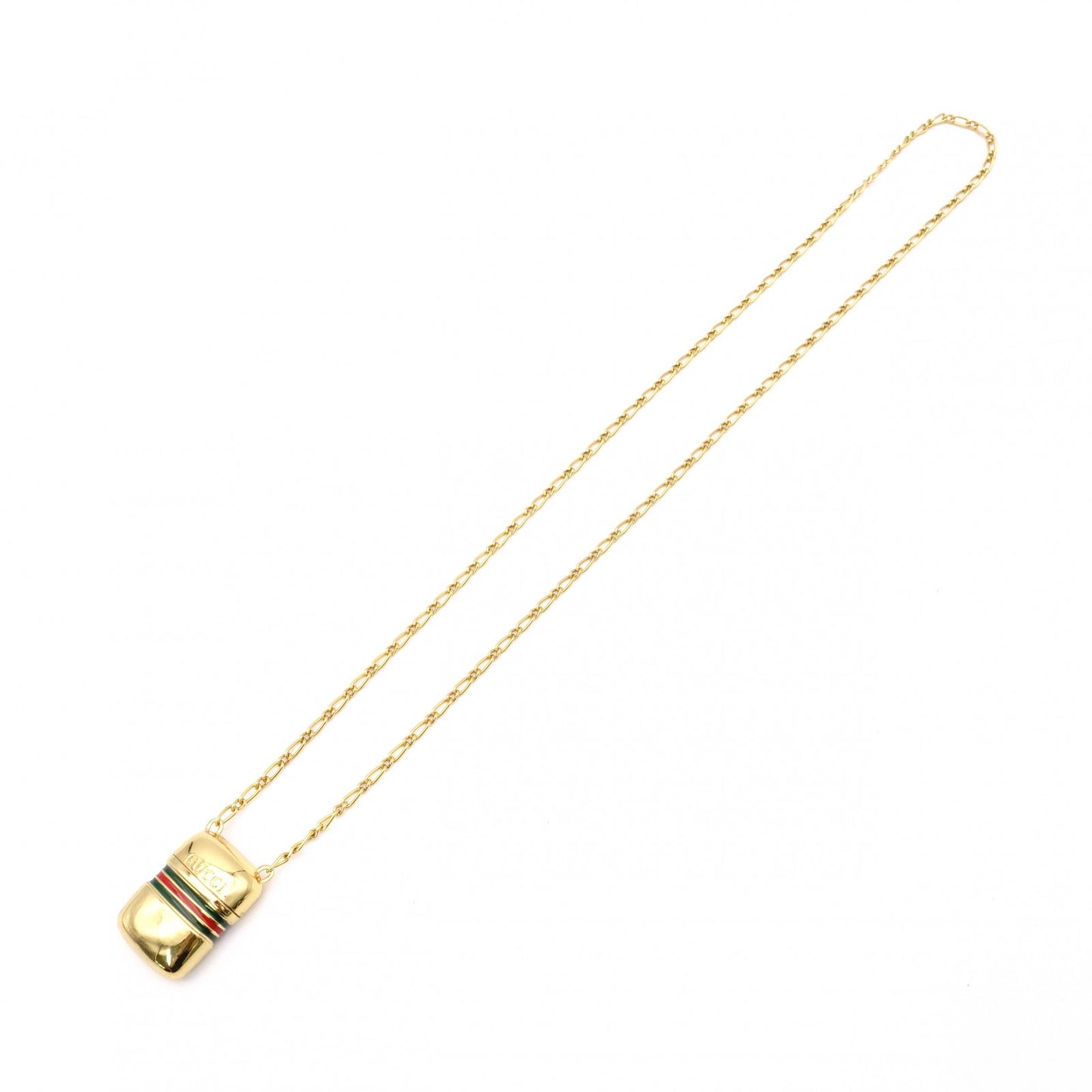 GUCCI Necklace, Metal, Gold, Vintage, Sherry Line, Pill Case