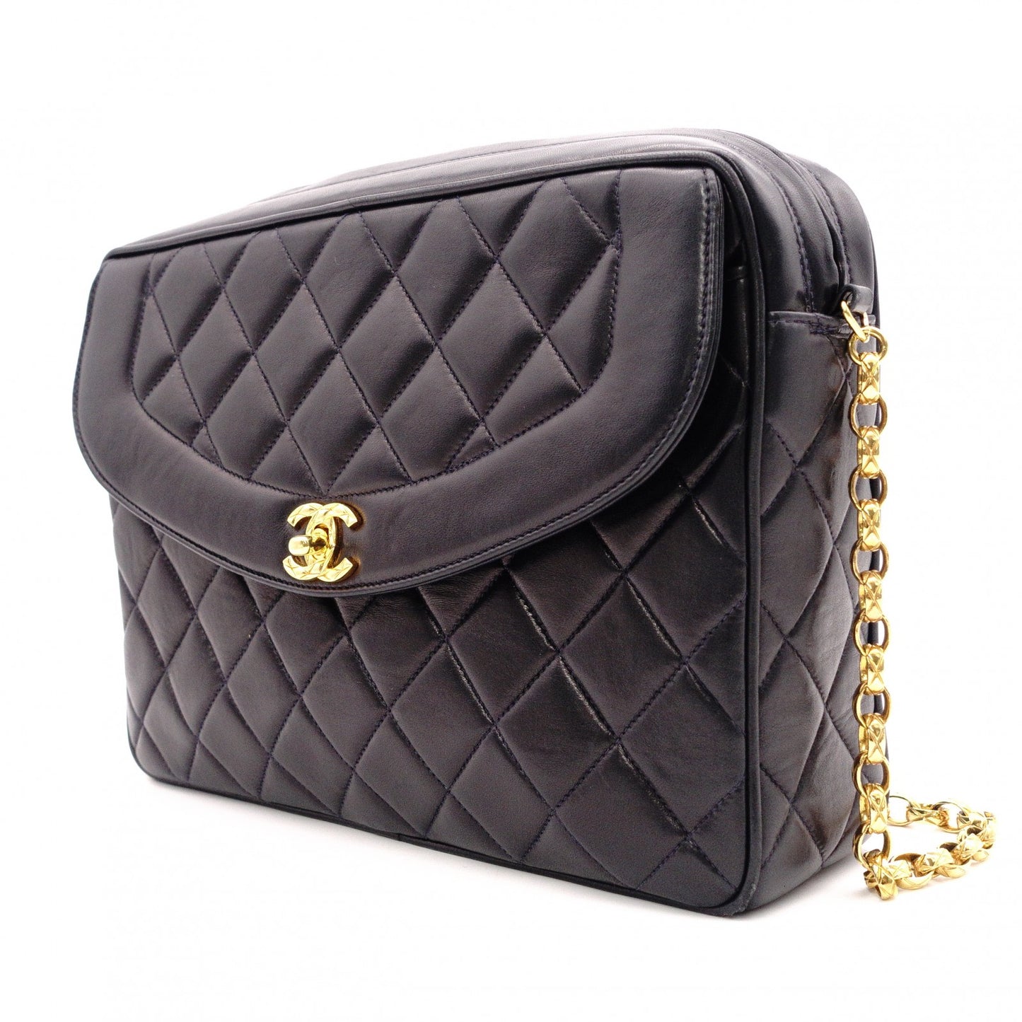 CHANEL Matelassé Fringe Chain Shoulder Bag, Black Lambskin, Women's