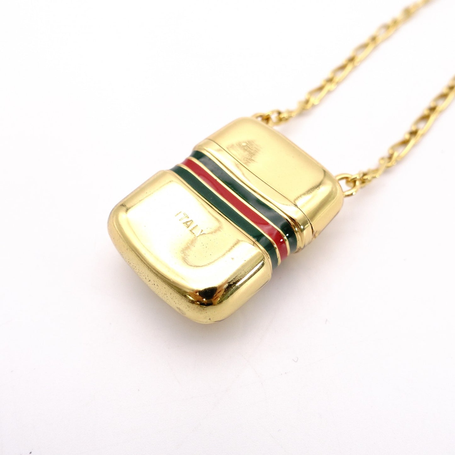 GUCCI Necklace, Metal, Gold, Vintage, Sherry Line, Pill Case