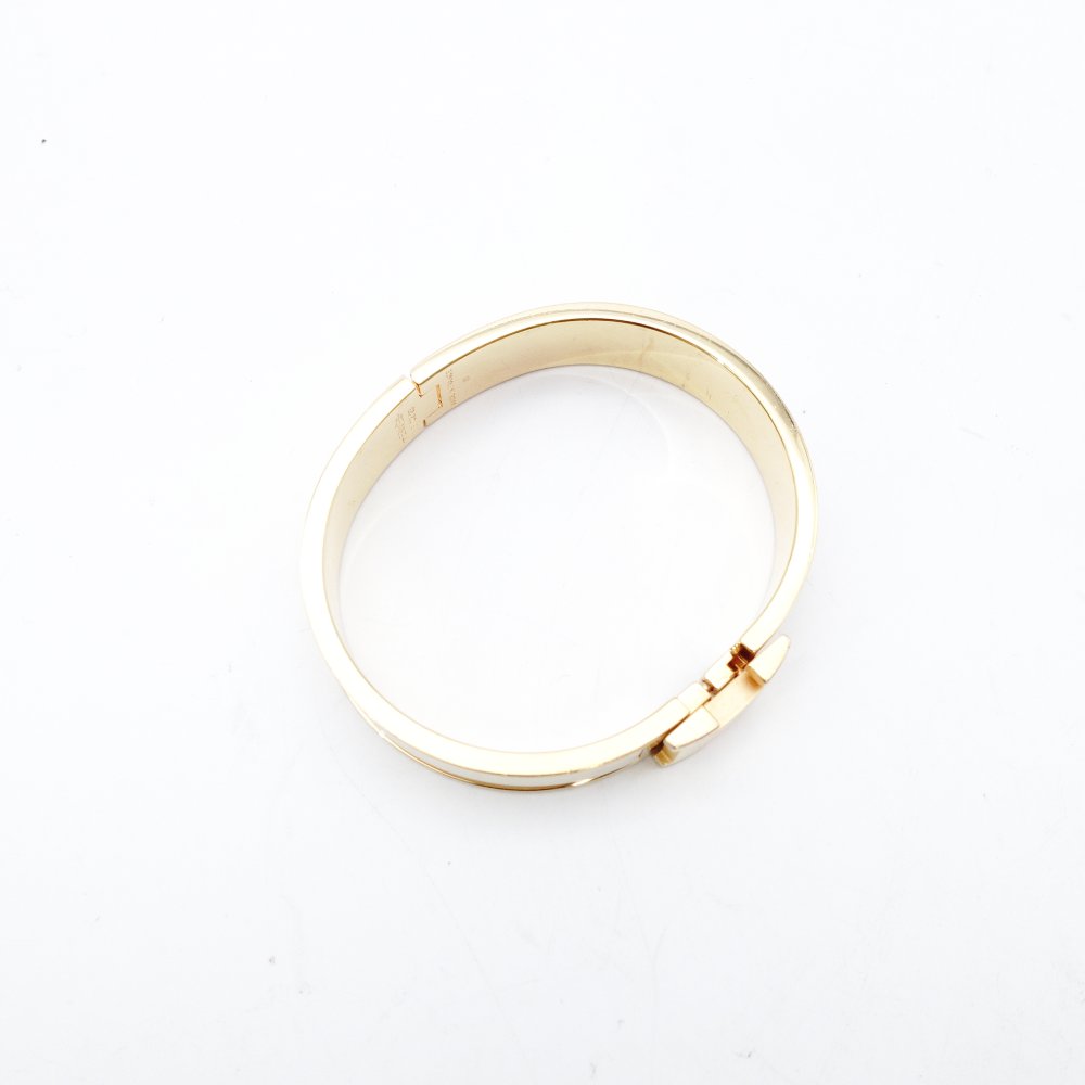 Hermès Click H Bangle Click Clack Off-White × Gold Bracelet H Logo 7-12-637