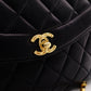 CHANEL Matelassé Fringe Chain Shoulder Bag, Black Lambskin, Women's