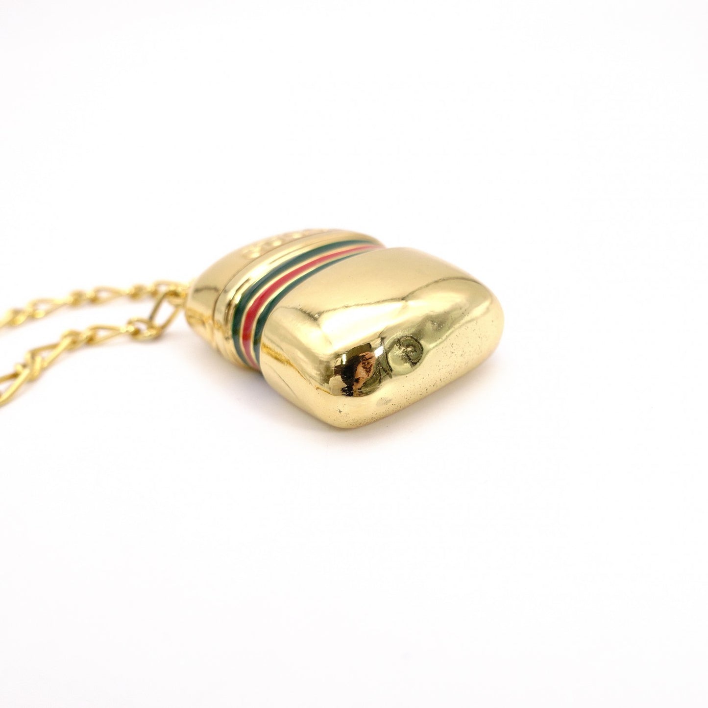 GUCCI Necklace, Metal, Gold, Vintage, Sherry Line, Pill Case