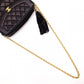 CHANEL Matelassé Fringe Chain Shoulder Bag, Black Lambskin, Women's