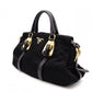PRADA Shoulder Bag, Leather/Nylon, 2-Way Handbag, Black with Gold Hardware, Women's
