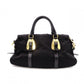 PRADA Shoulder Bag, Leather/Nylon, 2-Way Handbag, Black with Gold Hardware, Women's