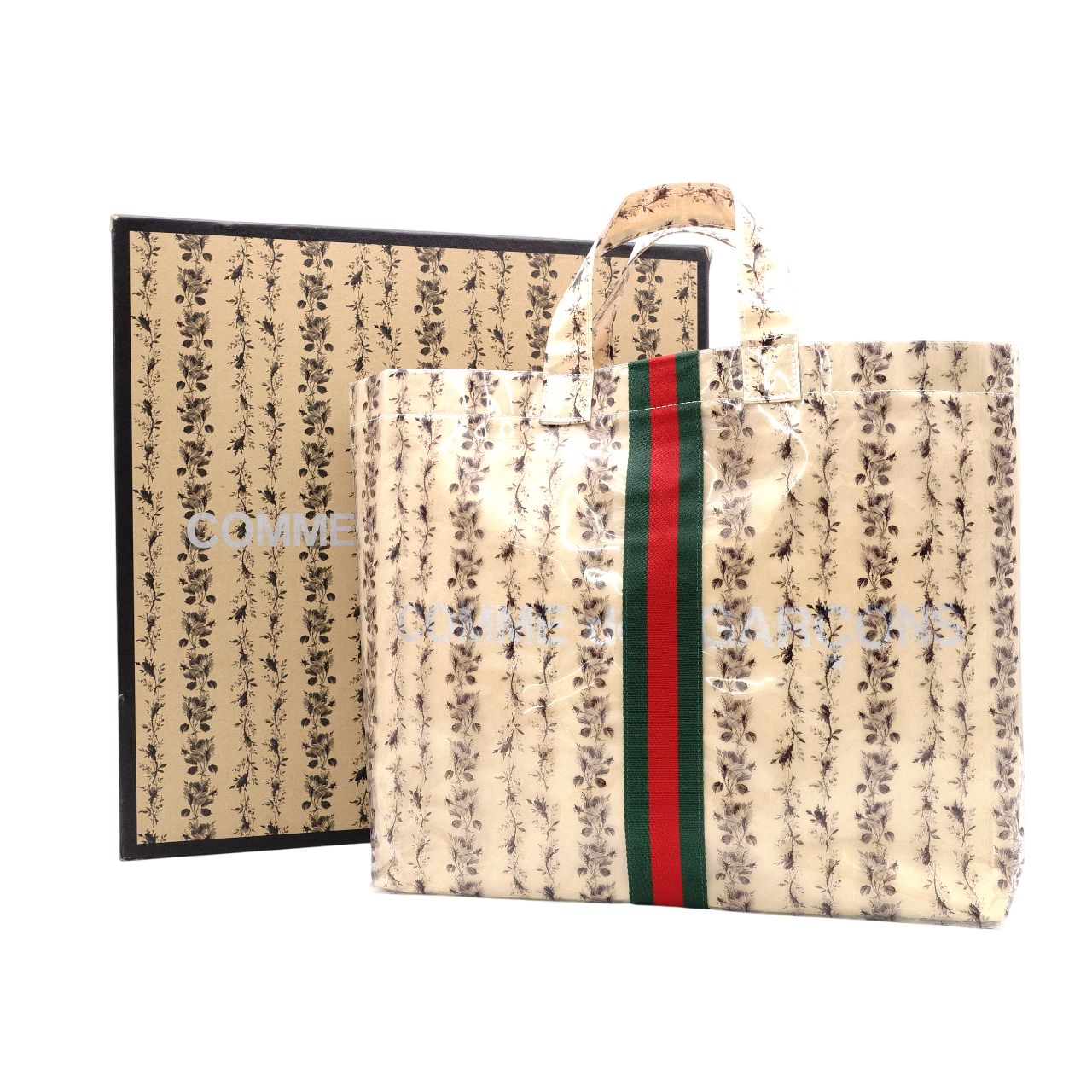 GUCCI x Comme des Garçons Collaboration Kraft Paper Bag Sherry Line Tote Bag Vinyl