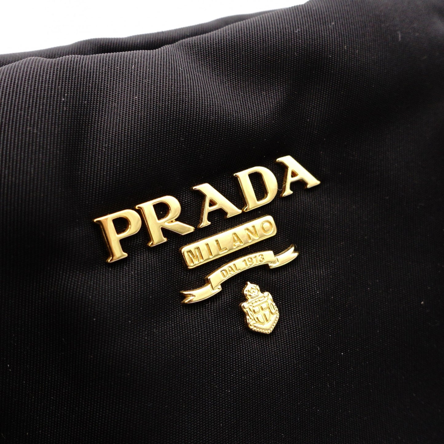 PRADA Shoulder Bag, Leather/Nylon, 2-Way Handbag, Black with Gold Hardware, Women's