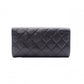 CHANEL Flap Long Wallet, Matelassé, Long Wallet, Leather, Black Caviar Skin, Gold Hardware