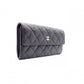 CHANEL Flap Long Wallet, Matelassé, Long Wallet, Leather, Black Caviar Skin, Gold Hardware