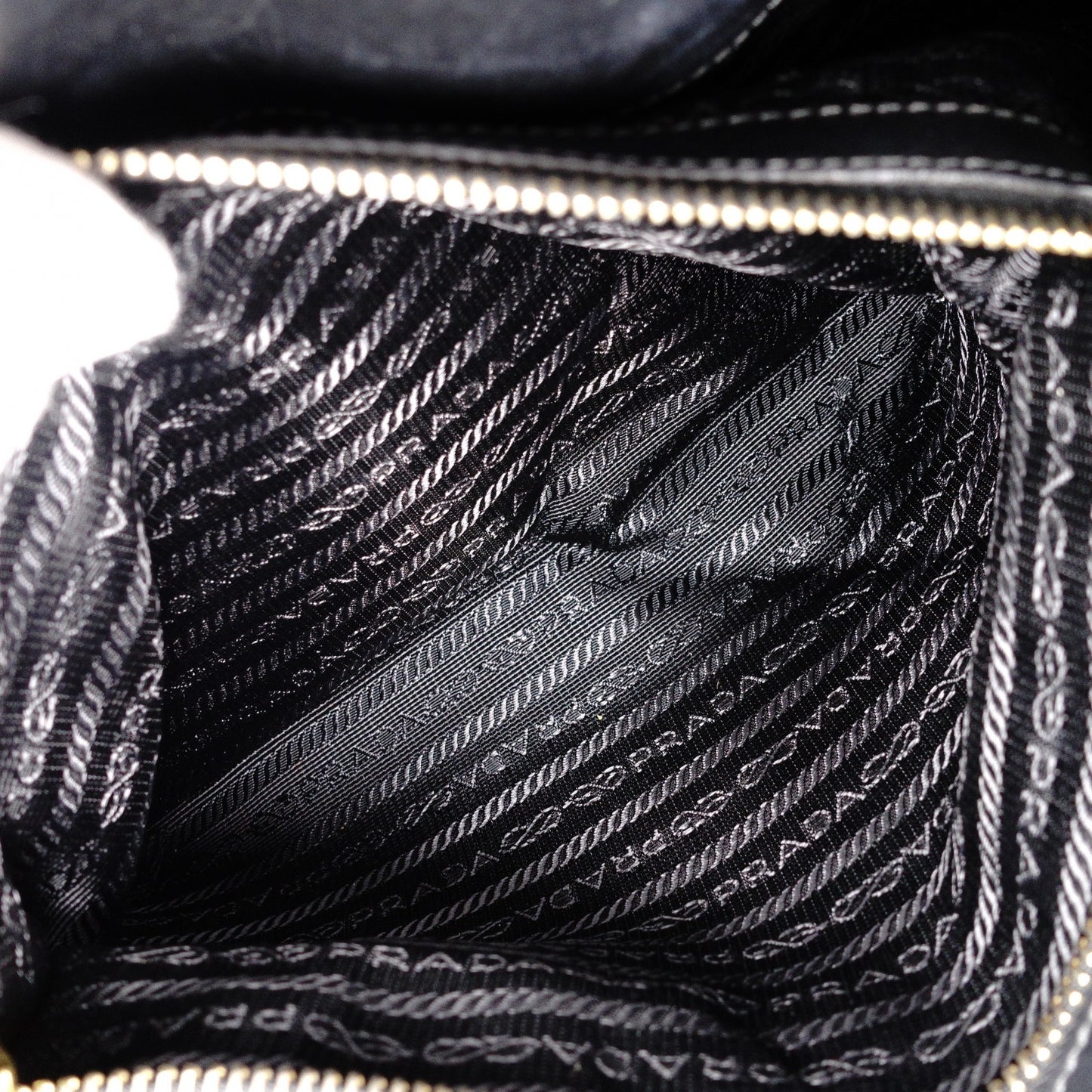 PRADA Shoulder Bag, Leather/Nylon, 2-Way Handbag, Black with Gold Hardware, Women's