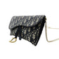 Christian Dior Oblique Shoulder Bag Chain Wallet Saddle Navy × Beige Canvas 7-11-616