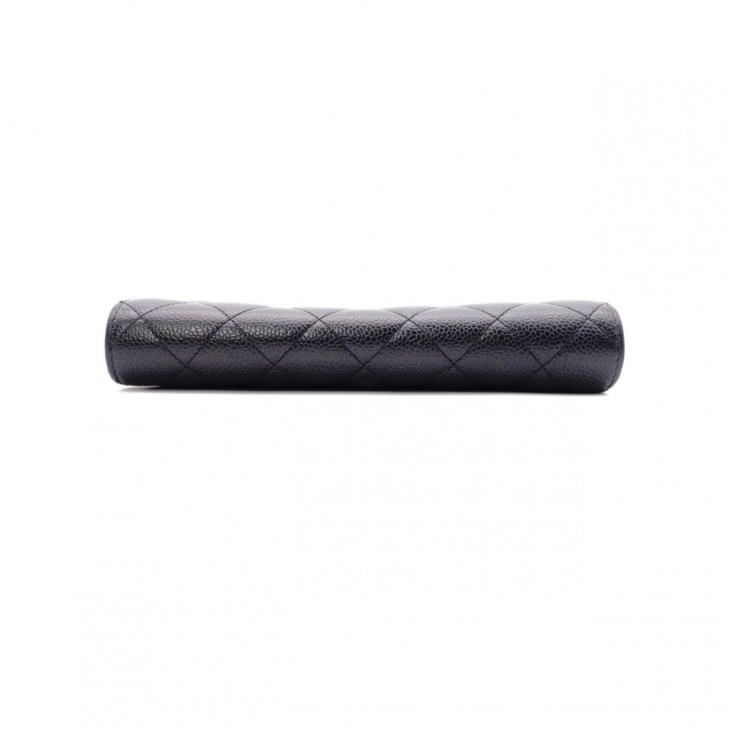 CHANEL Flap Long Wallet, Matelassé, Long Wallet, Leather, Black Caviar Skin, Gold Hardware