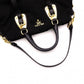 PRADA Shoulder Bag, Leather/Nylon, 2-Way Handbag, Black with Gold Hardware, Women's