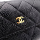 CHANEL Flap Long Wallet, Matelassé, Long Wallet, Leather, Black Caviar Skin, Gold Hardware
