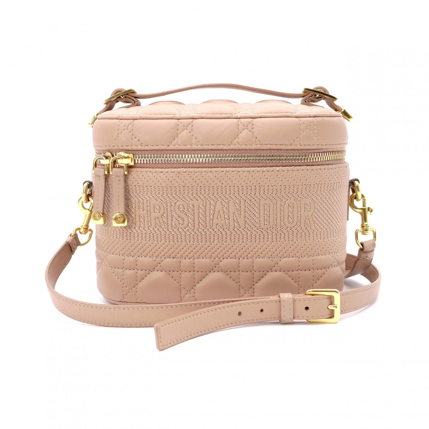 DIOR Small Vanity Bag, Dior Travel Shoulder Bag, Leather, Pink Beige, 2-Way