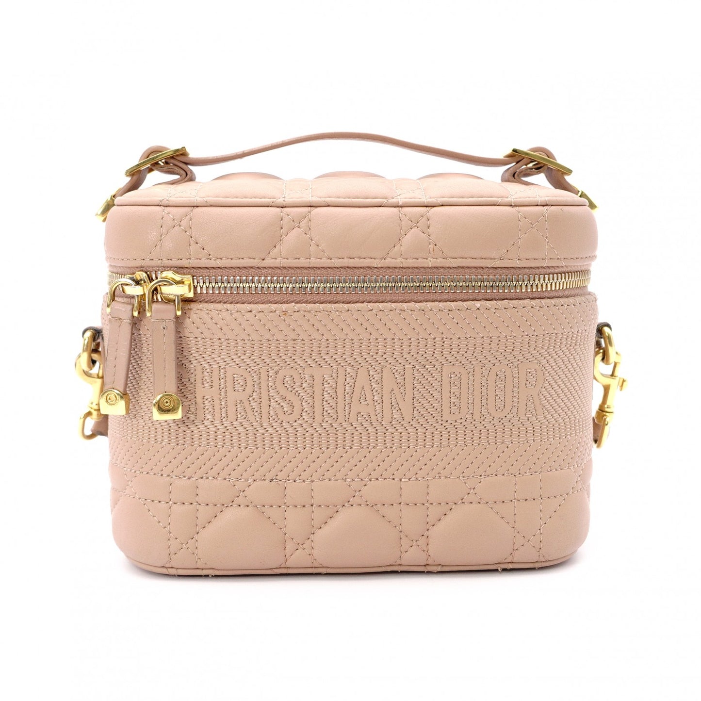 DIOR Small Vanity Bag, Dior Travel Shoulder Bag, Leather, Pink Beige, 2-Way