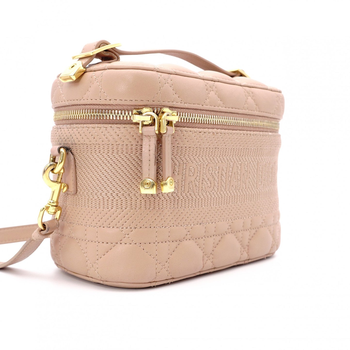 DIOR Small Vanity Bag, Dior Travel Shoulder Bag, Leather, Pink Beige, 2-Way