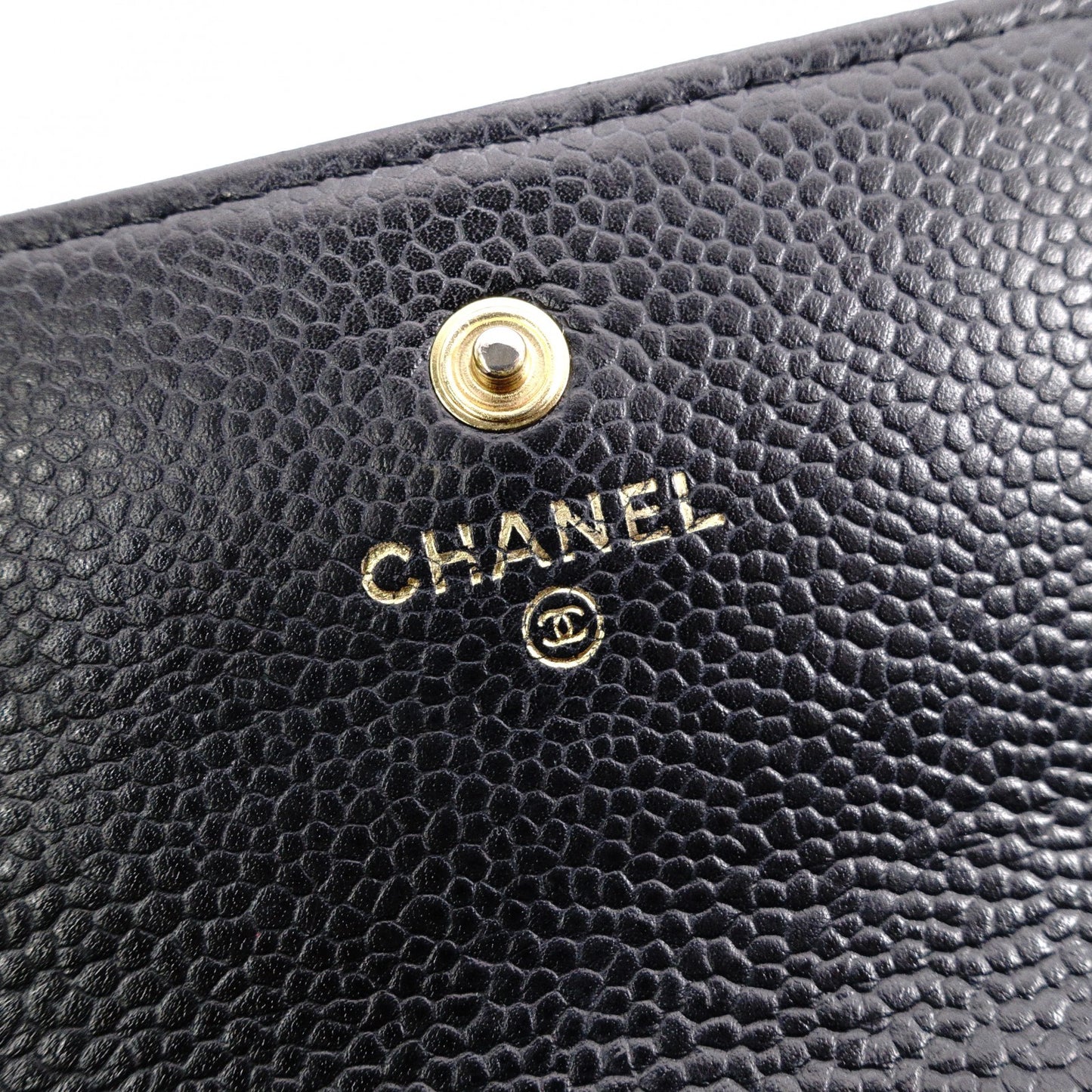 CHANEL Flap Long Wallet, Matelassé, Long Wallet, Leather, Black Caviar Skin, Gold Hardware