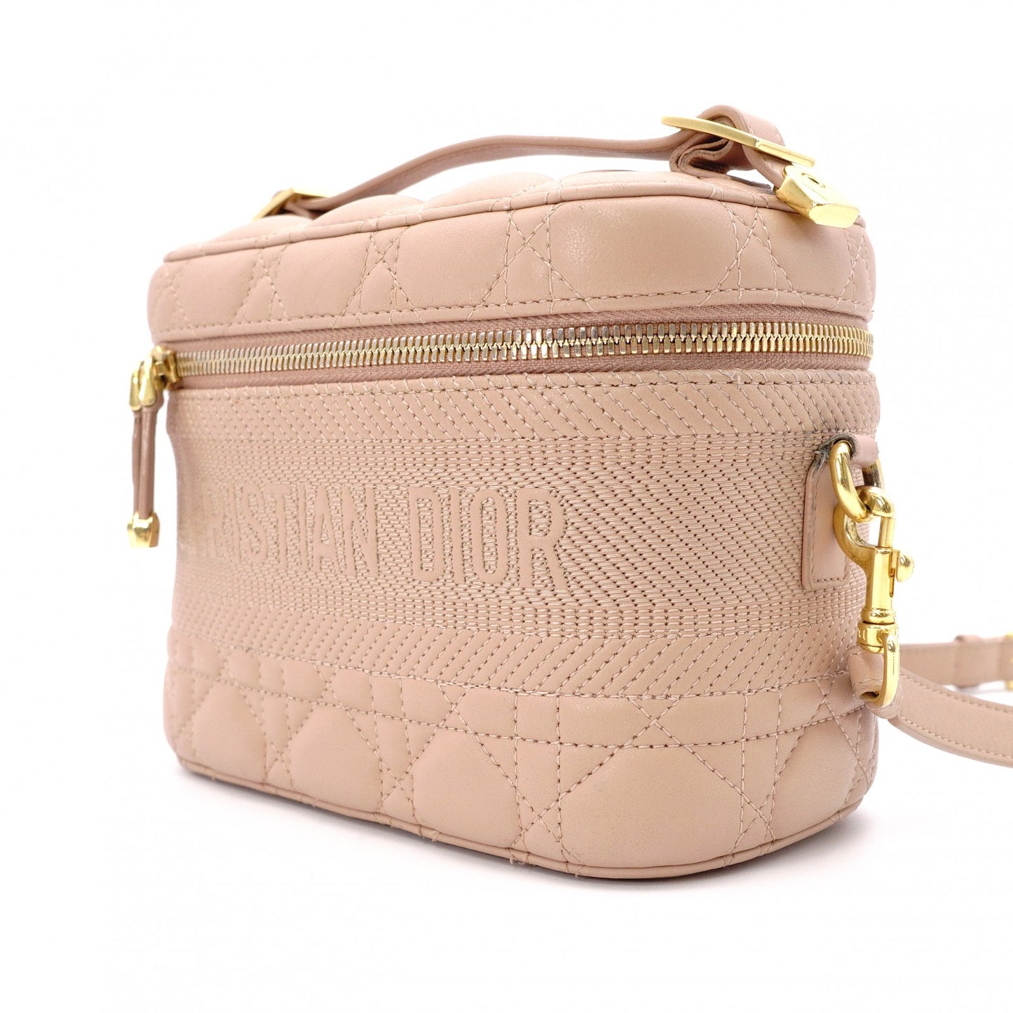 DIOR Small Vanity Bag, Dior Travel Shoulder Bag, Leather, Pink Beige, 2-Way