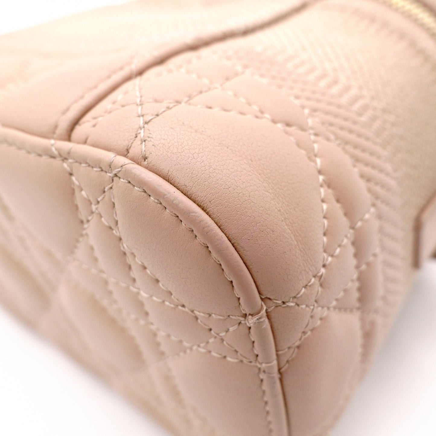 DIOR Small Vanity Bag, Dior Travel Shoulder Bag, Leather, Pink Beige, 2-Way