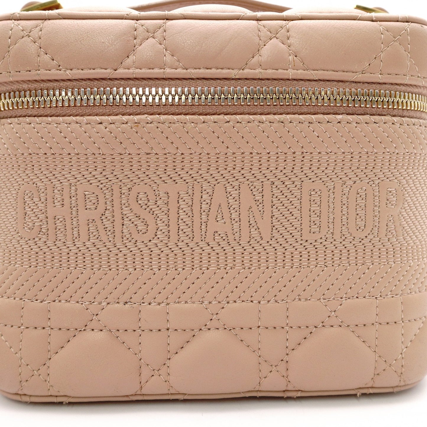 DIOR Small Vanity Bag, Dior Travel Shoulder Bag, Leather, Pink Beige, 2-Way