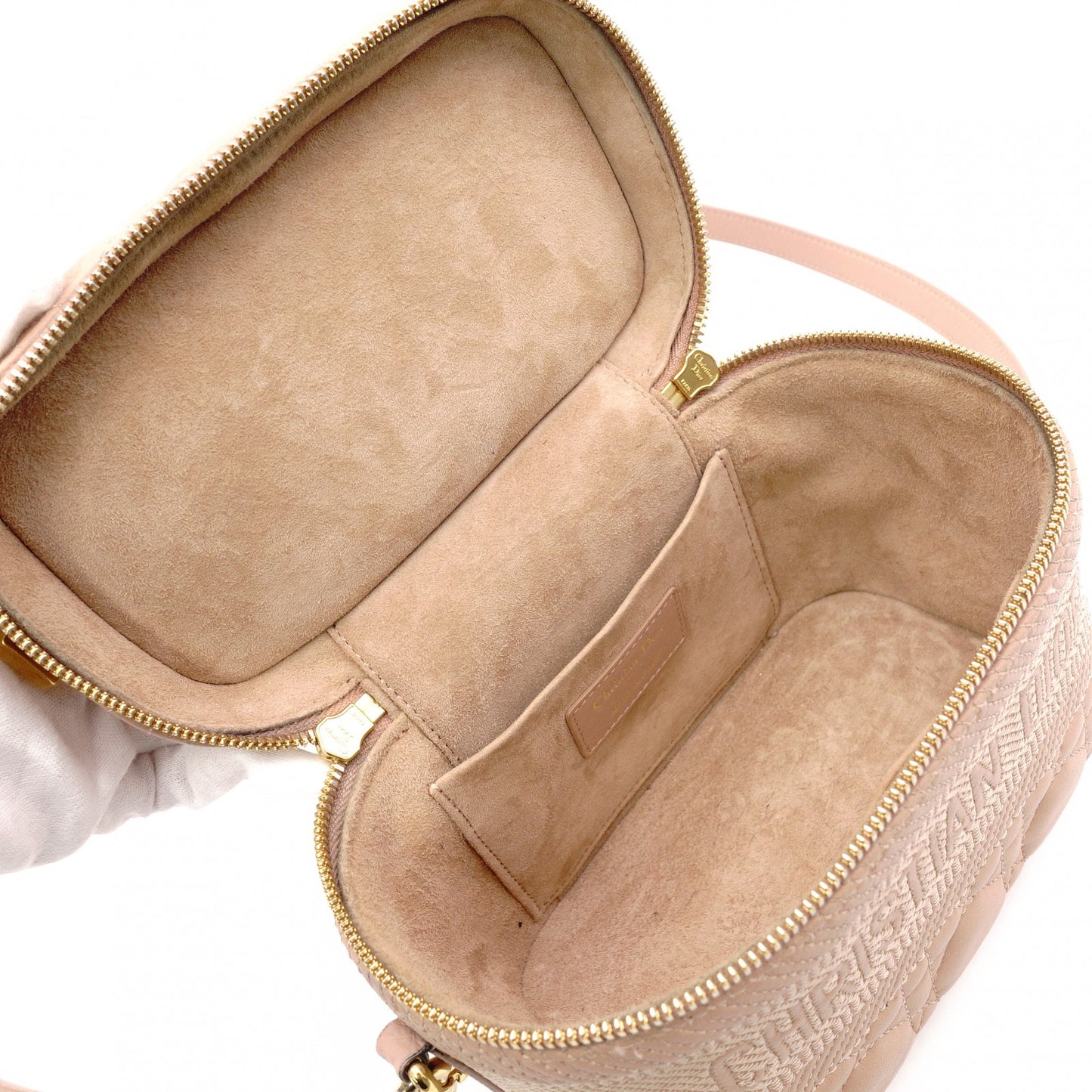 DIOR Small Vanity Bag, Dior Travel Shoulder Bag, Leather, Pink Beige, 2-Way
