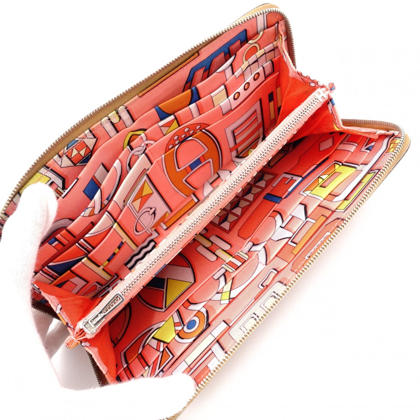 HERMES Azap Silk-Lined Long Wallet, Leather, Brown, Silver Hardware, A Stamp