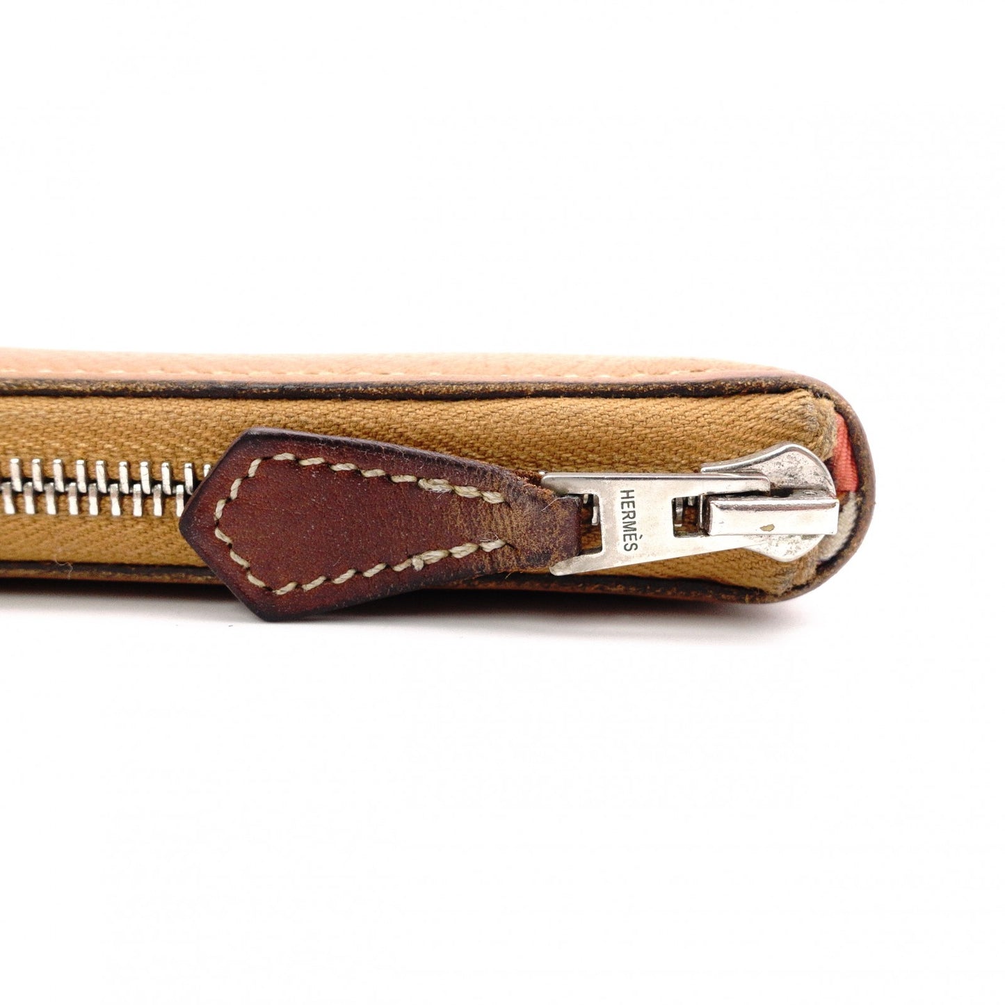 HERMES Azap Silk-Lined Long Wallet, Leather, Brown, Silver Hardware, A Stamp