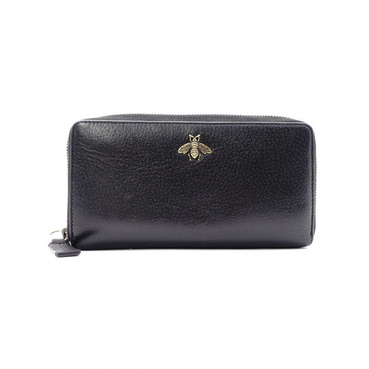 GUCCI B Long Wallet, Leather, Black, Long Wallet, Gold Hardware