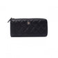 CHANEL Lambskin Matelassé Long Wallet, Leather, Black, L-Zip, Wallet, Silver Hardware