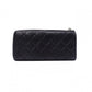 CHANEL Lambskin Matelassé Long Wallet, Leather, Black, L-Zip, Wallet, Silver Hardware