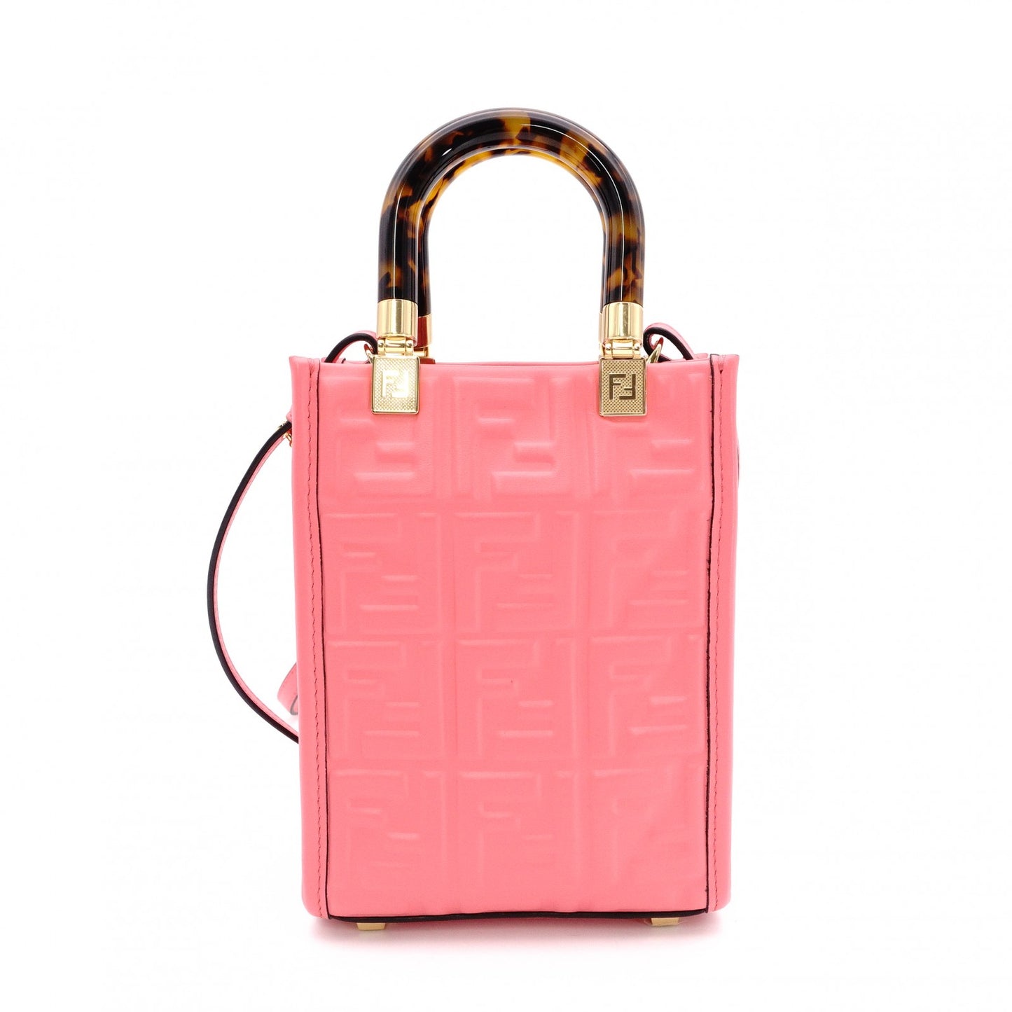 FENDI Sunshine Shopper Mini Shoulder Bag, Leather, Pink, 2-Way