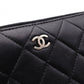 CHANEL Lambskin Matelassé Long Wallet, Leather, Black, L-Zip, Wallet, Silver Hardware