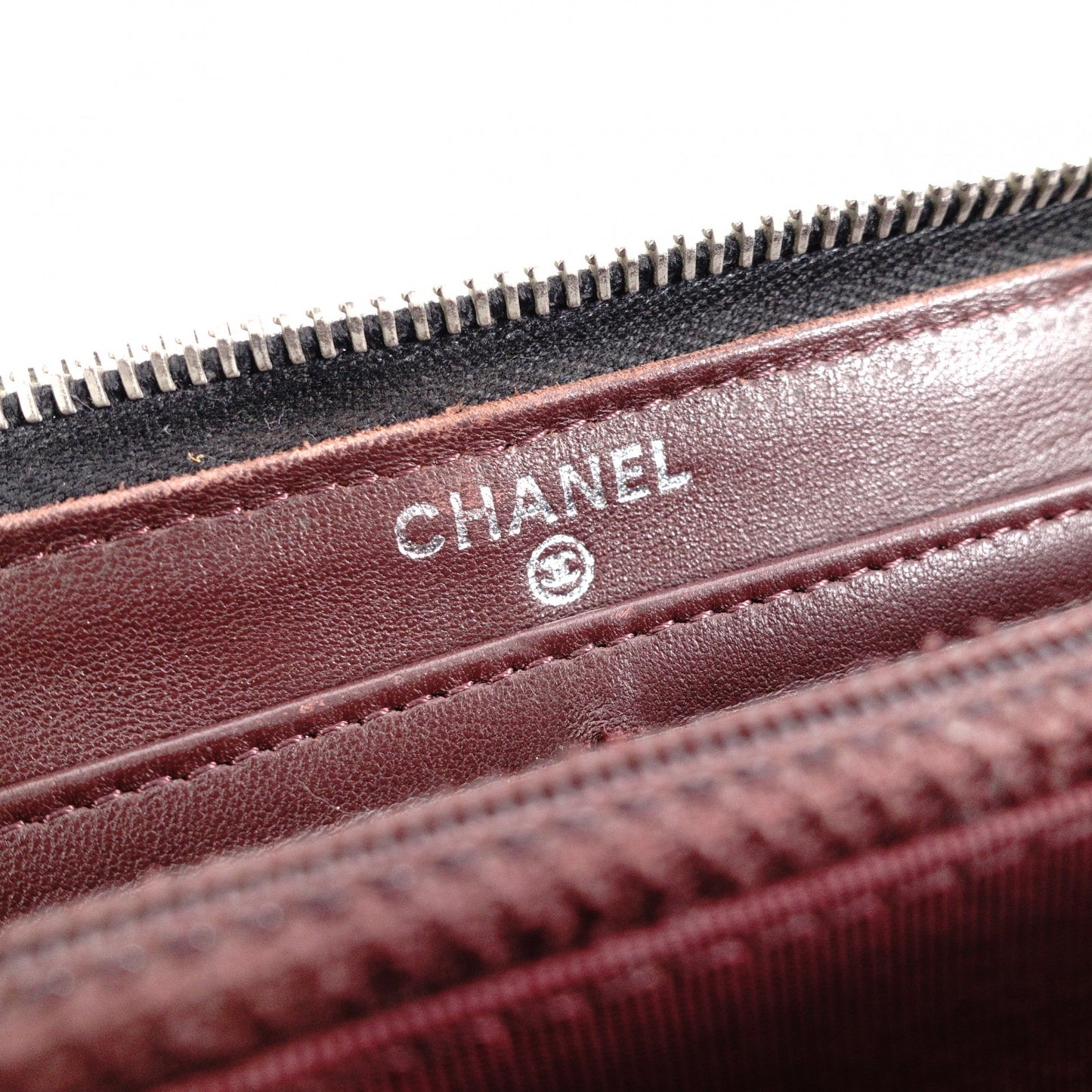 CHANEL Lambskin Matelassé Long Wallet, Leather, Black, L-Zip, Wallet, Silver Hardware