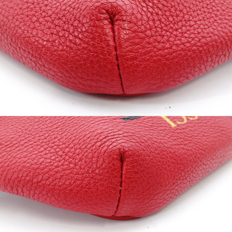 GUCCI Body Bag Small Sherry Line Red Leather Waist Bag Red Logo 7-12-521