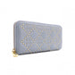 Christian Dior Diamante Stud Long Wallet, Leather, Blue, Gold Hardware
