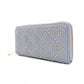 Christian Dior Diamante Stud Long Wallet, Leather, Blue, Gold Hardware