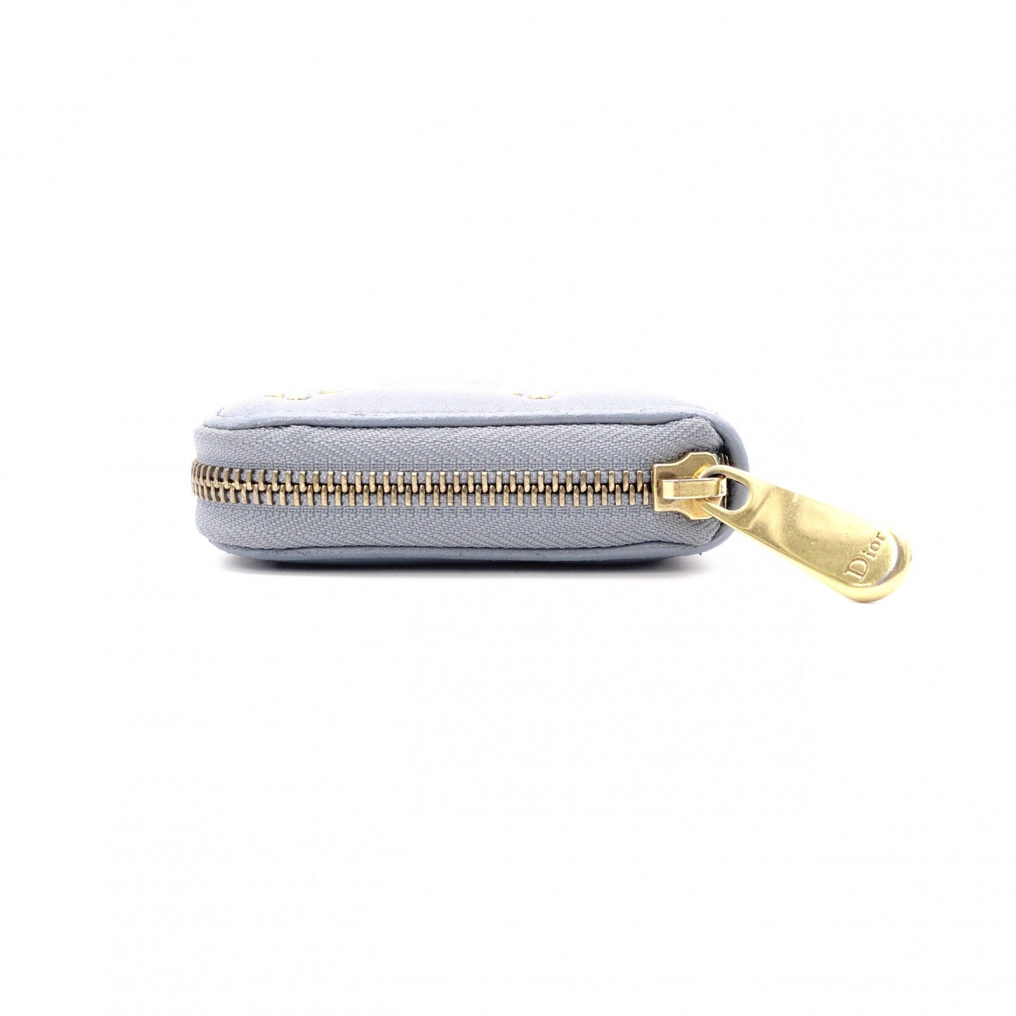 Christian Dior Diamante Stud Long Wallet, Leather, Blue, Gold Hardware