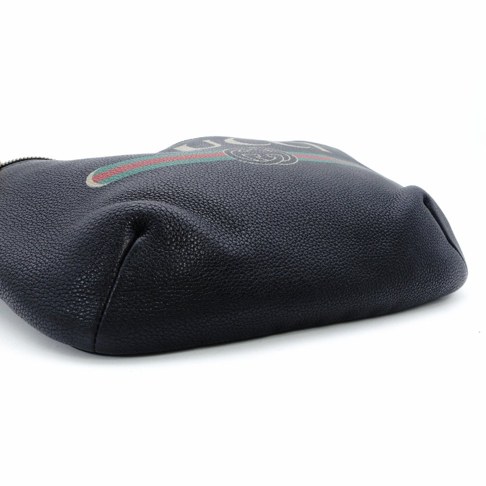 GUCCI Body Bag Sherry Line Black Leather Waist Bag Black Logo Men's 7-12-278