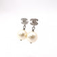 CHANEL Coco Logo Drop Pearl Earrings, Metal, Faux Pearls, Silver