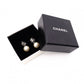 CHANEL Coco Logo Drop Pearl Earrings, Metal, Faux Pearls, Silver