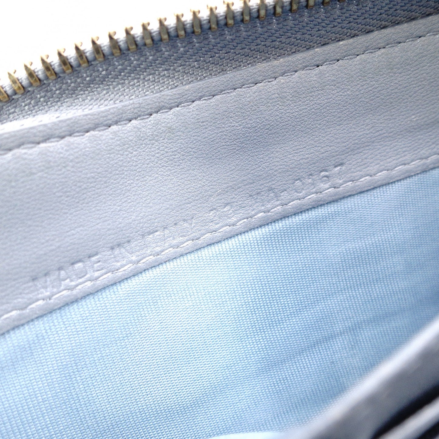 Christian Dior Diamante Stud Long Wallet, Leather, Blue, Gold Hardware