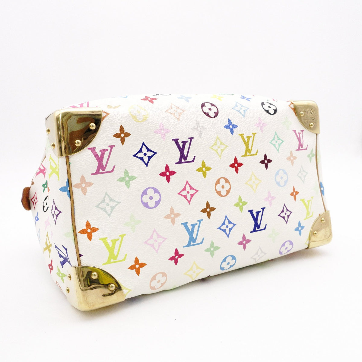 LOUIS VUITTON Speedy 30 Monogram Multicolor Handbag, PVC/Leather, White, Women's