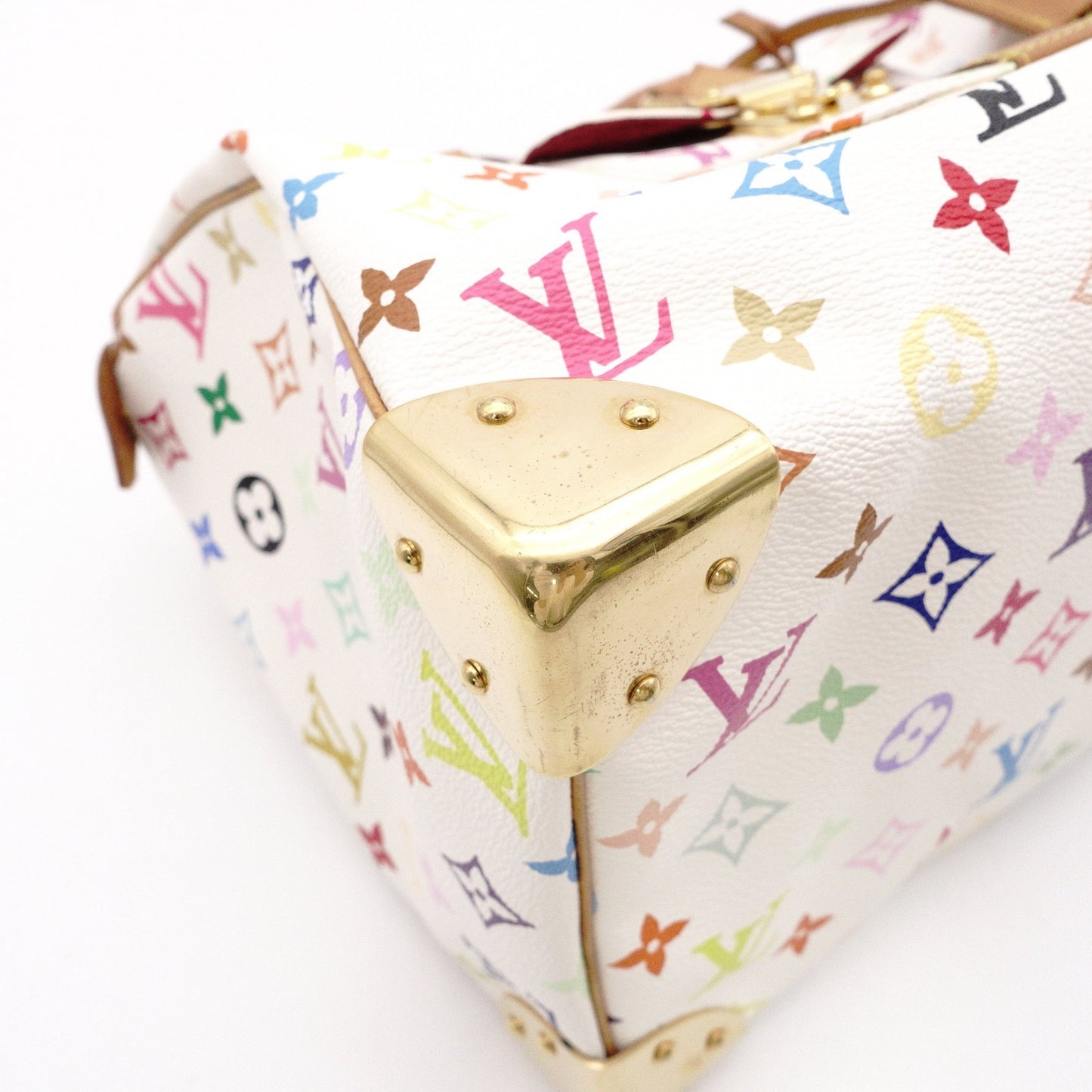 LOUIS VUITTON Speedy 30 Monogram Multicolor Handbag, PVC/Leather, White, Women's