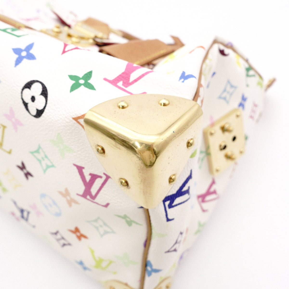 LOUIS VUITTON Speedy 30 Monogram Multicolor Handbag, PVC/Leather, White, Women's
