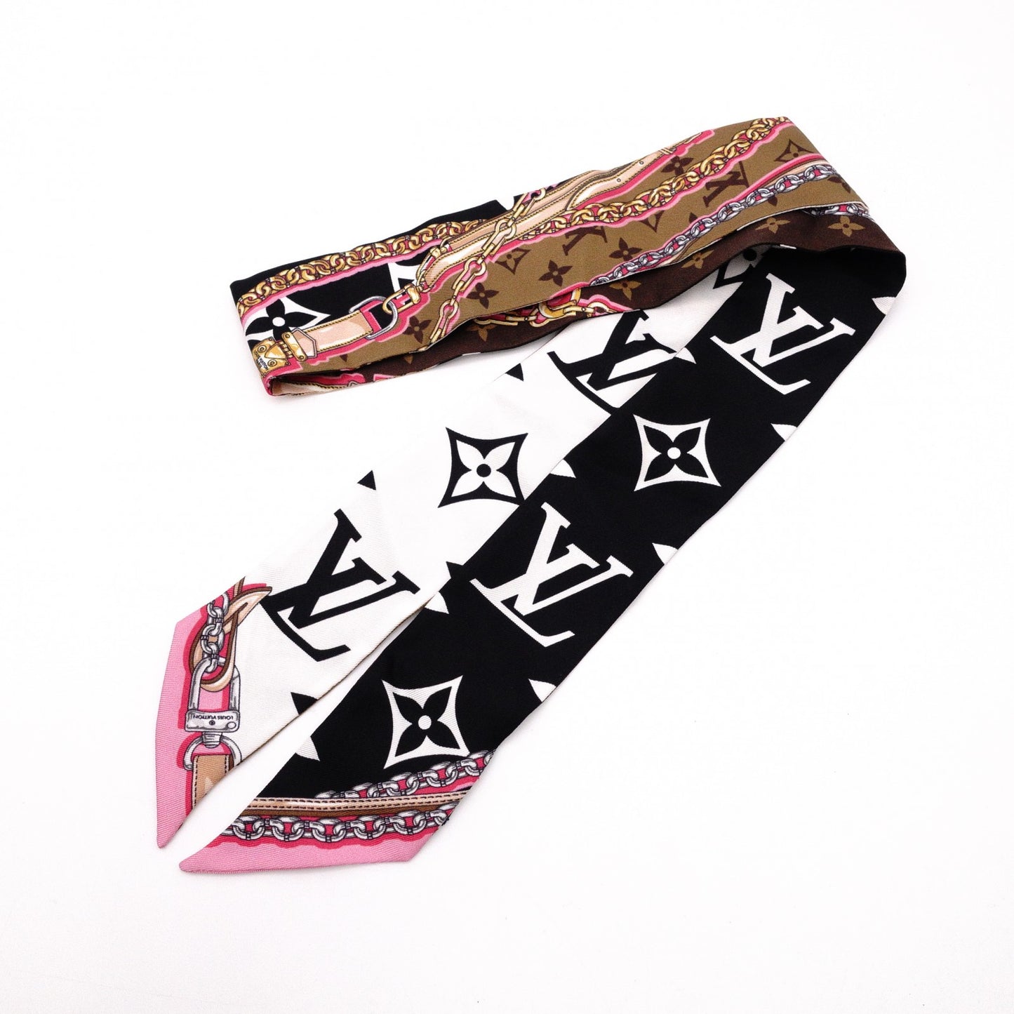LOUIS VUITTON Twilly Bando BB Scarf, Silk, Black, Logo